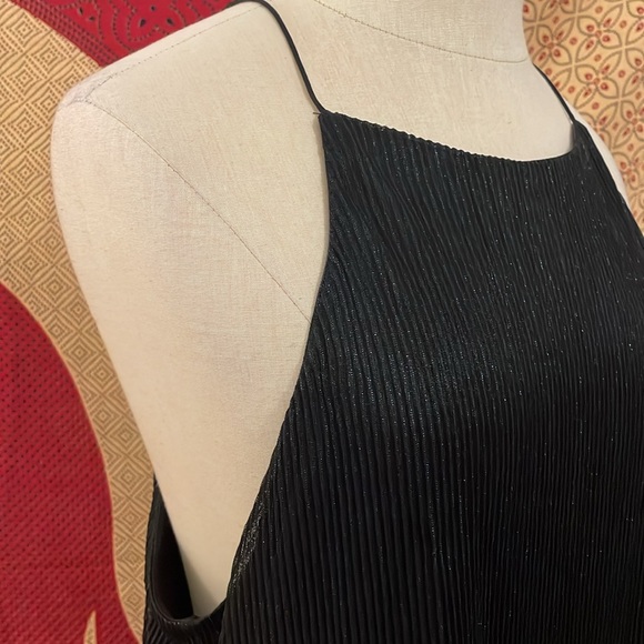 EUC Cotton Candy strappy black shiny party top - Picture 3 of 6